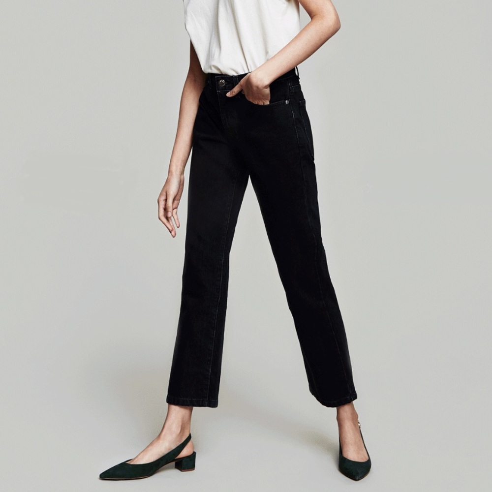 NEED SUPPLY Pen Fit High Rise Relaxed Straight Leg Jeans in Broken Black - Picture 16 of 16